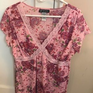 Pink floral shirt